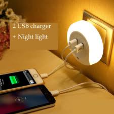 Eu Us Plug Lights Sensor 2 Usb Charging Socket Led Night Light 0 5w Automatic Light Lamp Intelligence Warm Li Led Night Light Sensor Night Lights Light Sensor
