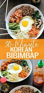 Cover pan, and cook 1 minute or until whites are set. This 30 Minute Korean Bibimbap Recipe Is A Mixture Of Sesame Fried Vegetables Minced Beef Kimchi S Bibimbap Recipe Minced Beef Recipes Bibimbap Recipe Easy