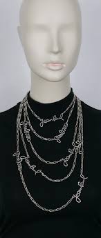 JEAN PAUL GAULTIER (Attributed To) Silver Tone Cursive Signature Necklace  For Sale at 1stDibs