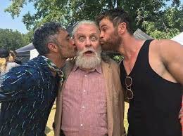 Cate blanchett plays the mysterious and powerful new villain hela, jeff goldblum. Taika Waititi Anthony Hopkins And Chris Hemsworth Getting Smoochy While Filming Ragnarok 9gag