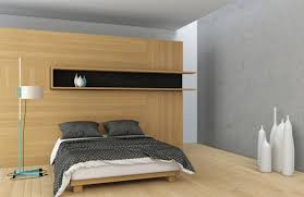 A unique spin on a traditional headboard, hanging light fixtures and floating shelves keep this room interesting while remaining simple. Minimalist Master Bedroom Interior Design
