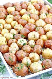Garlic Butter Roasted Baby Potatoes With Dill Valya S Taste Of Home Roasted Baby Potatoes Recipes Best Thanksgiving Recipes