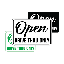 Private drive sign, no thru traffic sign, 12x12 octagon shaped rust free aluminum, weather/fade resistant, easy mounting, indoor/outdoor use, made in usa by sigo signs 4.7 out of 5 stars 130 $12.59 $ 12. Open Drive Thru Only Temporary Sign Winmark Stamp Sign Stamps And Signs