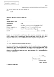 Format surat lamaran pelamar pns. Contoh Format Surat Lamaran Cpns Kemenkumham Slta D3 S1 S2 Tahun 2019