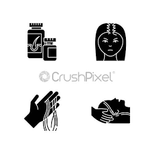 We cover treatments for hair loss, tips for hair growth, and ways to cope with hair loss. Hair Loss Black Glyph Icons Set On White Space Female Stock Vector Crushpixel