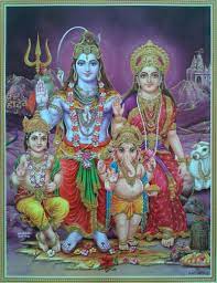 Shiva Parvati Ganesha Karthik Poster Golden Effect Glossy Paper 8 5 X11 2 99 Lord Shiva Family Shiva Lord Shiva