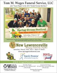 Thanks To Tom Wages Funeral Services Featured 2013 New Lawrenceville Spring Green Festival And Family Promise Bed Funeral Services Event Organization Festival