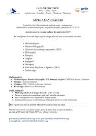 Toute candidature à un poste s'accompagne d'un curriculum vitae et d'une lettre de motivation. Edunov Lycee Prive La Clairefontaine A Ambodivoanjo Antananarivo Etablissement Scolaire Homologue A Programme Francais Partenaire De L A E F E Recrute Pour La Rentree Scolaire De Septembre 2019 Des Enseignants Du Second Degre