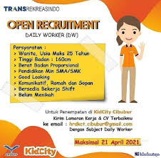 Gaji daily worker transmart : Lowongan Kerja Daily Worker Kidcity Cibubur