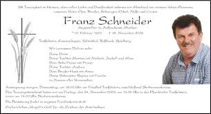 Traueranzeigen von Franz Schneider