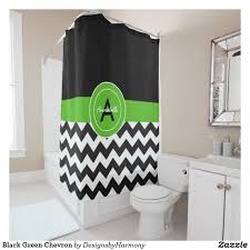 Black Green Chevron Shower Curtain Zazzle Com Green Chevron Fabric Shower Curtains Dark Blue Green