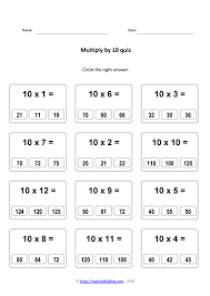 10 times table worksheets pdf