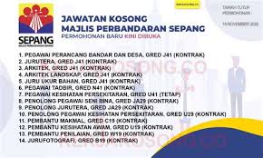 Juru ukur bahan, gred j41 (kontrak) 6. Majlis Perbandaran Sepang Jawatan Kosong November