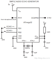 This echo circuit using ic 4558d for additional amplifier and ic pt2399 as a based component that serves to echo , or repeat the sound output on the a udio system. Generating Audio Echo Using Atmega32 Microcontroller Atmega32 Avr