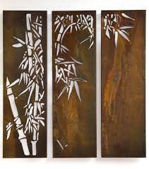 Http Interiorsonline Com Au Outdoor And Garden Outdoor Accessories Outdoor Art Bamboo Triple Panel Set 3 Steel Wall Art Metal Tree Wall Art Wall Sculptures