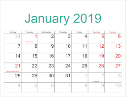 January 2019 Calendar With Holidays Canada Holiday Calendar Printable Monthly Calendar Printable January Calendar