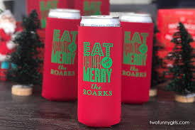 These 12 oz slim can coolies make great promotional wedding favors or giveaways. Neoprene Collapsible 12 Oz Slim Can Koozie Sleeve For Christmas
