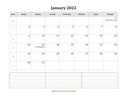 2022 January Calendar Blank Vertical Template Free Calendar Template Com