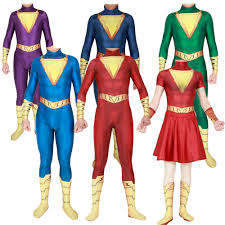 Shazam 2 director david sandberg has released a teaser for the upcoming sequel as footage from the shoot has the suit in the video appears to be new, or at least it has some elements that are new. Shazam Captain Cosplay Costume Adult Kids Marvel Superhero Halloween Costume Women Men Zentai Fancy Bodysuit Suit Jumpsuit Cloak Movie Tv Costumes Aliexpress