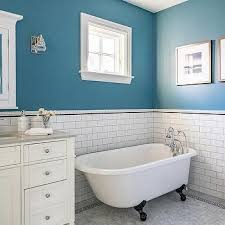 Contrasts nicely with the white mantel. Blue Bathroom Border Tiles Design Ideas