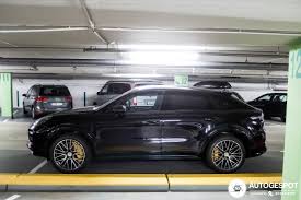 Expect the porsche cayenne coupe turbo gt to debut sometime in 2020, potentially even at the geneva motor show, with intent to go on sale in the porsche is obviously aiming to offer more output with the cayenne coupe turbo gt, but we don't know the layout yet. Porsche Cayenne Coupe Turbo S E Hybrid 20 November 2019 Autogespot