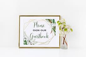 Please Sign Our Guestbook Sign Template Tropical Sign Etsy Wedding Guest Book Sign Guest Book Sign Sign Templates