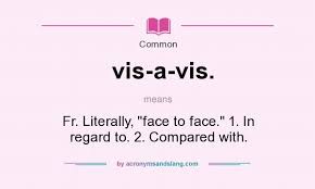 What Does Vis A Vis Mean It Stands For Fr Literally Face To Face 1 In Regard To 2 Compared With Career Development Definitions Education