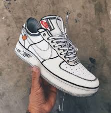 Black Air Forces With White Writing Off Write Nike By Joshuavides Massgefertigte Schuhe Handbemalte Schuhe Turnschuhe