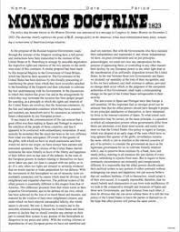 Monroe Doctrine Primary Source Worksheet Primary Sources High School Social Studies Monroe Doctrine