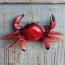 Jeweled crab ornament, by enesco. Red Crab Ornament Sea Things Ventura