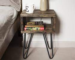 table de chevet table de chevet industriel avec les jambes en epingle a cheveux petite etagere en bois table de chevet industrielle table de nuit