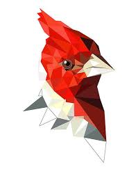 Bird With Red Triangle On Back Of Head B45 Red Crested Cardinal Art Print Geometric Bird Art Red Black Geometric Bird Geometric Art Prints Geometric Animals