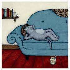 Sleeping Cat Painting Helga Sermat Lounging Cat Cat Art Cat Art Print Cat Illustration