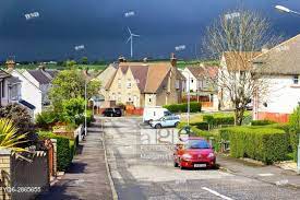 Stock Photo Airdrie North Lanarkshire Scotland Uk Streets Of Airdrie During Cloudy Weather And Heavy Rain Coming Changing T Cloudy Weather Scotland Cloudy