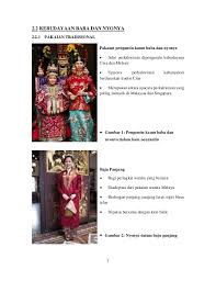 Pakaian kaum baba dan nyonya telah menjadi tarikan utama bagi etnik tersebut.kebanyakan mereka berpakaian kebaya dan sarung batik yang diwarisi oleh nenek moyangmereka. Portfolio Nurathirahhanim Openlearning