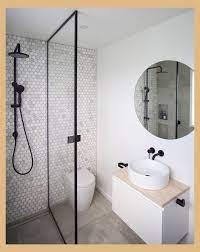 15 small bathroom ideas to ignite your next remodel. Penny Tile Feature Wall Ensuite Bathroom Ideas Modern Bathroom Ensuite Bathroom Idea Small Bathroom Renovations Modern Small Bathrooms Small Shower Room