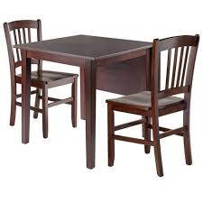 This drop leaf kitchen table is a perfect solution for modern kitchens with a natural twist. 3pc Perrone Drop Leaf Dining Table Set With Slat Back Chair Walnut Winsome Target