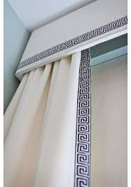 See more ideas about window treatments, window coverings, custom window treatments. Cornice Board And Drapery Panels Custom Drapes Greek Key Trim Cornice Box