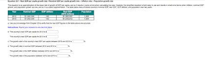 Solved Equation 26 1 Real Gdp Per Capita Growth Rate N Chegg Com