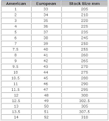 bont sizing chart