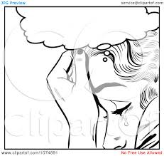 Clipart Black And White Retro Pop Art Woman Crying Under A Thought Balloon Royalty Free Vector Illustration 1024 Pop Art Pop Art Women Free Vector Illustration