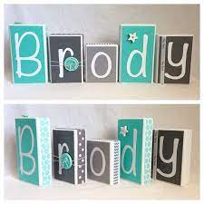 Brody Aqua Gray Personalized Blocks Baby Name Blocks Baby Name Letters Personalized Block