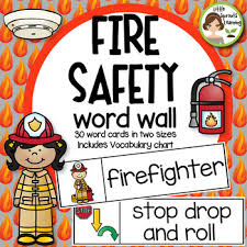 Fire Safety Word Wall 30 Cards Two Sizes Plus Vocabulary Word Chart