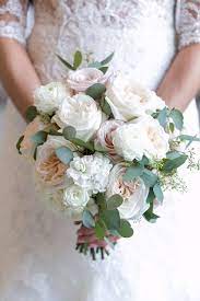 Bouquet Of Blush Garden Roses White Ranunculus White Roses Eucalyptus Photo By Lightly Photography Wedding Flowers June Wedding Flowers Bridal Bouquet Fall