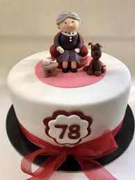Birthday Cake For Grandma Chocolate Grandma S With Her Dog Fondant Birthday Cake In 2020 Fondant Cakes Birthday Cake Grandma Birthday Cakes