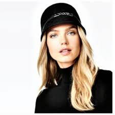 Calvin Klein black wool felt cloche hat O/S