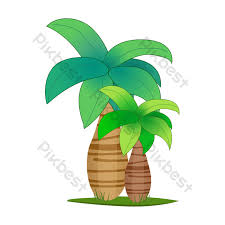 Tropical summer palm with grunge background vector 01 ai file. Vector Free Cartoon Coconut Tree Png Images Ai Free Download Pikbest