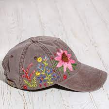 Hand Embroidered Flower Baseball Cap Floral Embroidery Hat Etsy Embroidered Hats Hat Embroidery Hand Embroidered Pendant