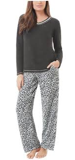 aria collection aria collection womens 2 piece stretch microfleece pajama set black animal medium walmart com