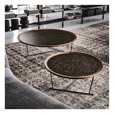Gold/marble medium round marble coffee table with hammered base. Cattelan Italia Sinai Round Coffee Table On Sale Bartolomeo Italian Design